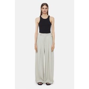 CLOSED Linen Wide Leg Trousers – Sage Green / Oatmeal
